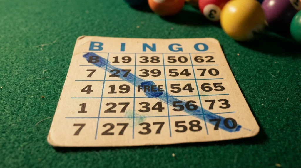 75-ball bingo card showing a winning pattern with BINGO columns highlighted