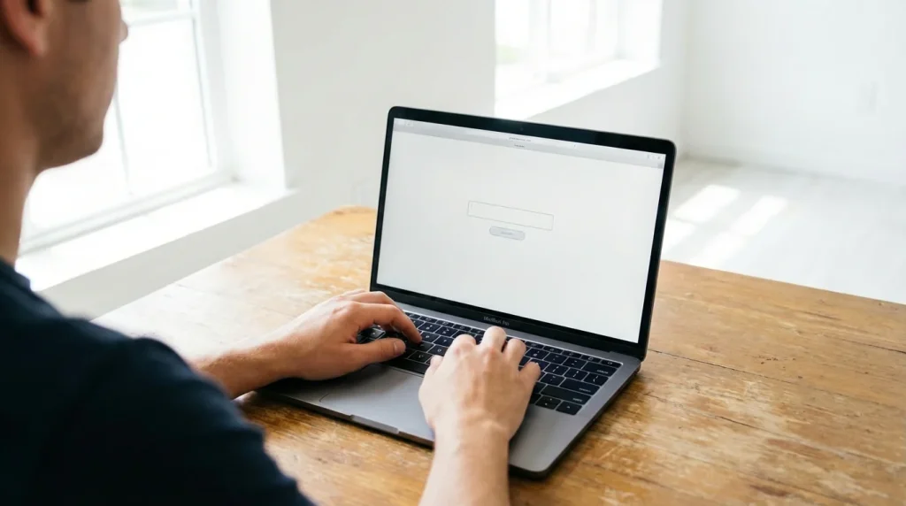 Person registering on a bingo site with a simple email form on their laptop